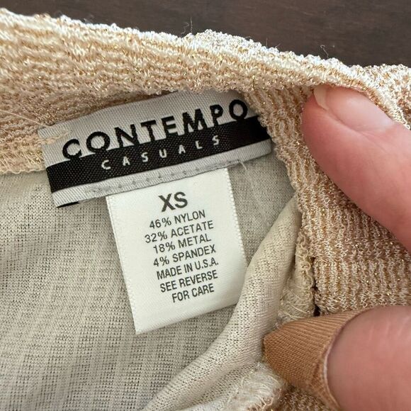 Vintage 90s Contempo Casuals Crop Mock Neck Champagne Beige Tank Top XS - Picture 7 of 7